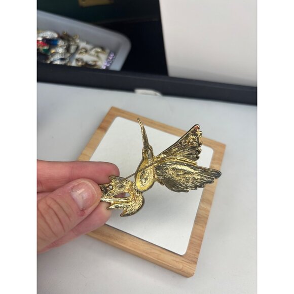 Colorful Hummingbird Brooch Pin With Rhinestones & Enamel Finish - Picture 5 of 9